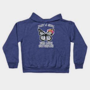 just a girl who loves butterfly 3 Kids Hoodie